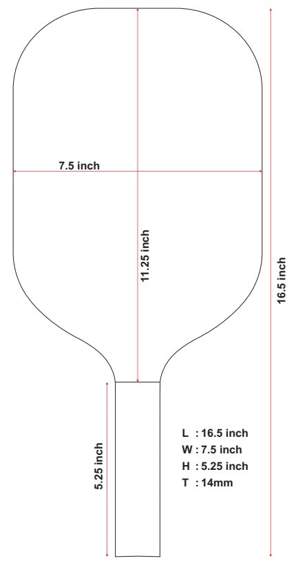 Pickleball Carbon Fiber Paddle - 14mm