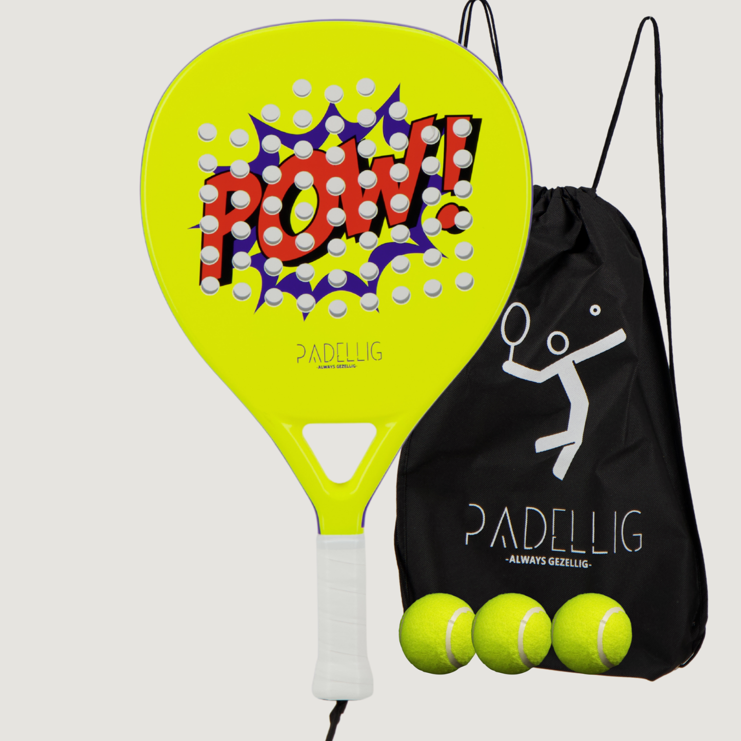 Padelracket Full Carbon POW! edition – Mit Tasche & 3 Bällen